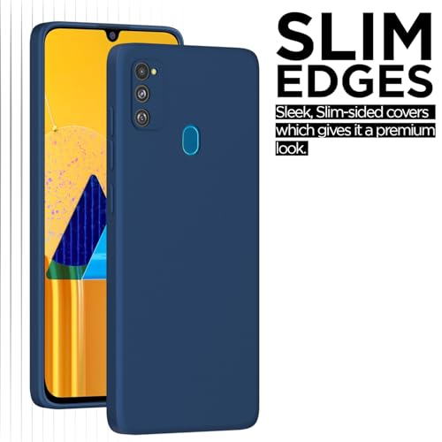 Image of Outlouders Back Cover for Samsung Galaxy M21 / M30s / M21 2021 | Camera Protection | Durable Soft Matte Silicone Bumper Case (Blue)