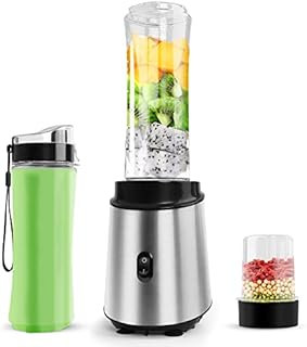 TENSWALLXCJC Mixer Smoothie Maker Portable Blender: 400w Electric Blenders for Smoothies Milkshake Fruit Ice - Juice Food Machine Personal Blend Bottle 600ml X2 & Grinder (JZJ-05)