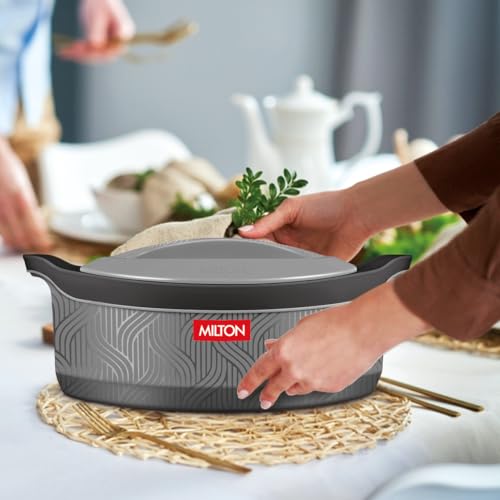 Image of MILTON Evoke 1000 PU Insulated Inner Stainless Steel Casserole, 850 ml, Grey, BPA Free, Food Grade, Hot and Cold, Easy to Carry, Easy to Store, Chapati, Roti, Curd Maker
