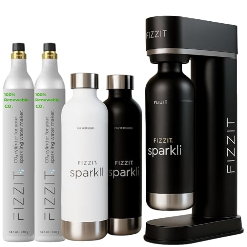 FIZZIT Black Carbonated Water Soda Maker Bundle