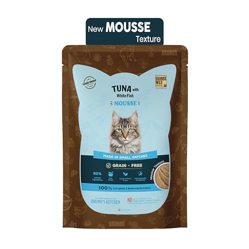 Image of Brunos Cat Wet Food - Tuna with Whitefish Mousse - 85g (Pack of 6) |for Cats & Kittens (All Life Stages)|90% Animal Ingredients|Infused with Prebiotic|Grain-Free|Supports Hydration & Skin
