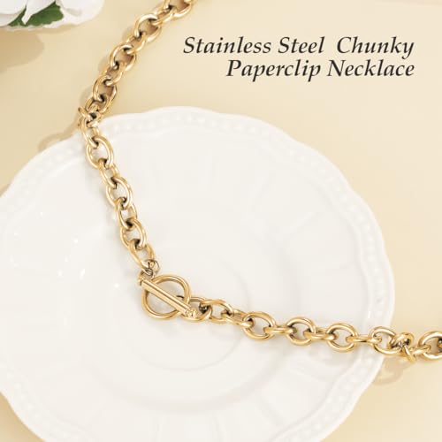 Emibele Chunky Gold Necklace for Women, 18K Gold Plated Stainless Steel by Emibele - Used condition - Image 6