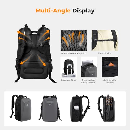Image of K&F CONCEPT Camera Backpack,Hardshell Photography DSLR Camera Bag with 15-15.6 Inch Laptop Compartment Waterproof Hard Shell Camera Case