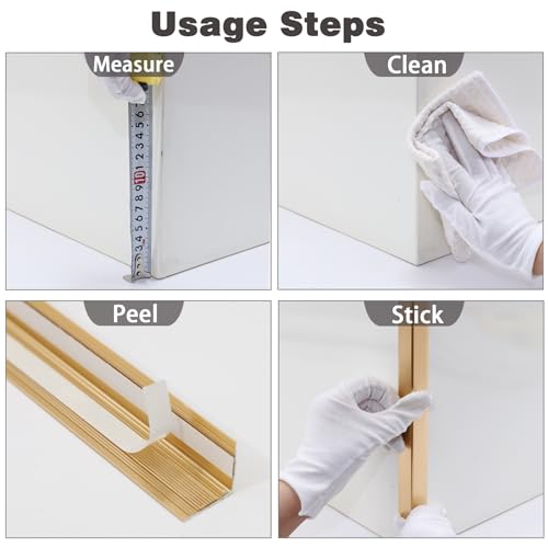 Image of Coengwui Aluminum Corner Guards, Peel and Stick L-Shaped Molding Trim for Wall Table Door Frame Protection and Decoration (Matte Gold, 3Pcs x 4.26ft x 0.8in)