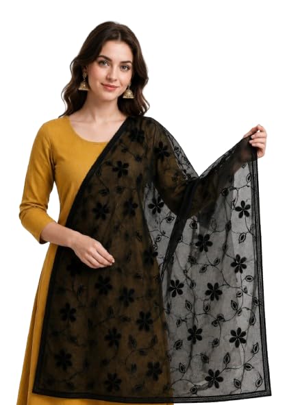 Black Color Chiffon Dupatta For Women Lightweight Soft 2.5 Meter Long Elegant Ethnic Stole For Festive Outfits Traditional Dresses And Stylish Casual Looks With Graceful Drape-image-22