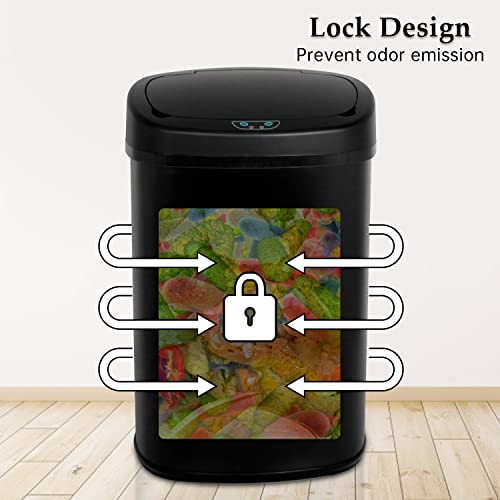 Caneca de basura automática 50L acero inoxidable negro miniatura 6
