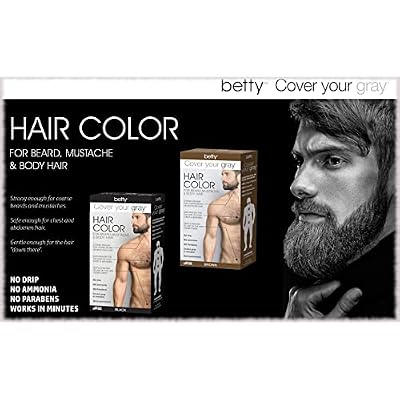 Betty Cover Your Gray Mens Hair Color for Beard, Mustache & Body Hair - Black