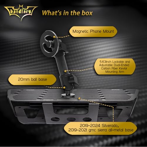 2024 2025 2026 Silverado 1500 Magnetic Phone Mount Compatible with 2019-2026 Chevy Silverado & 2019-2021 GMC Sierra Accessories Metal Cell Phone Holder Dash Platform Mount(No-Drill Installation) by Batdiary - Image 3