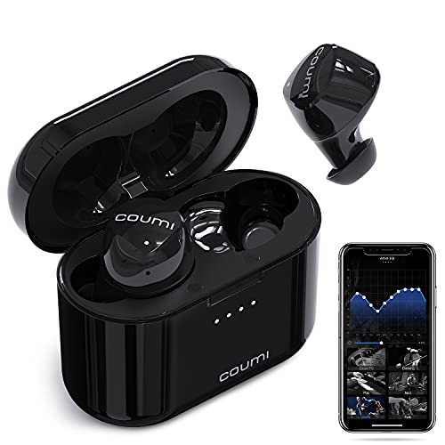 COUMI Wireless Earbuds EQ Setting Bluetooth 5.0 Headphones with Mic Deep Bass in-Ear Earphones IPX7 Waterproof 30H Playtime with USB C Charging for PC iOS Android, Touch Control Headset for Sports