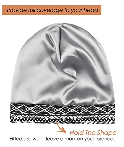 Image of Satin Lined Sleep Slouchy Cap Curly Girl Slap Headwear Gifts For Frizzy Hair Women