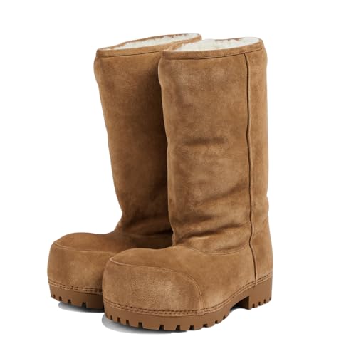 Trelako Suede Platform Snow Boots For Women Classic Fur Hippy