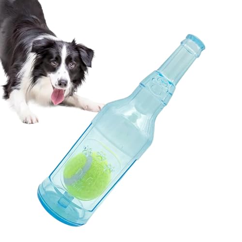 Water Bottle Dog Toy, Interactive Puppies Chew Toy, 9.65x2.95 Inches, 7.68x2.17in Squeaky Bottle Cruncher, Creative Teething Che