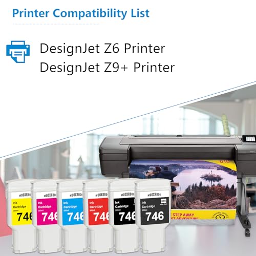 746 Ink Cartridges High Yield 300-ml Replacement for HP 746 Ink Z6 & Z9+ Large Format Plotter Printer (6-Pack, Photo Black/Matte Black/Chromatic Red/Cyan/Magenta/Yellow) - Image 3