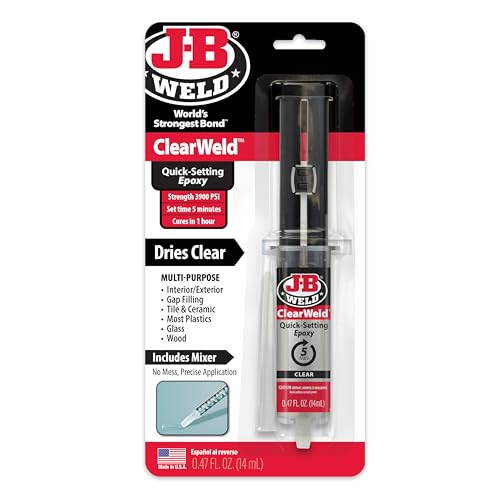 J-B Weld ClearWeld 5 Minute Epoxy, Clear, 14ml w/Static Mixer, (50114H)