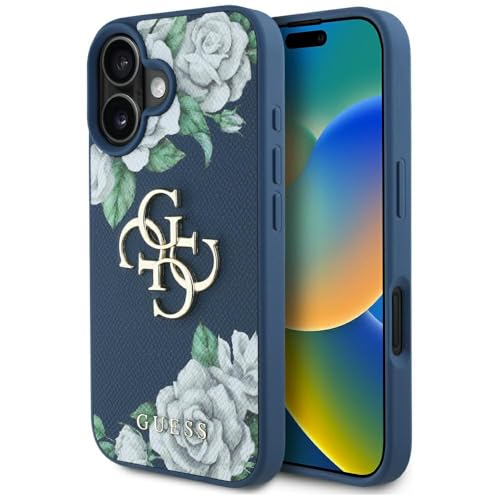 CG Mobile Guess Grained Roses Big 4G Logo pour iPhone 16 (Noir)