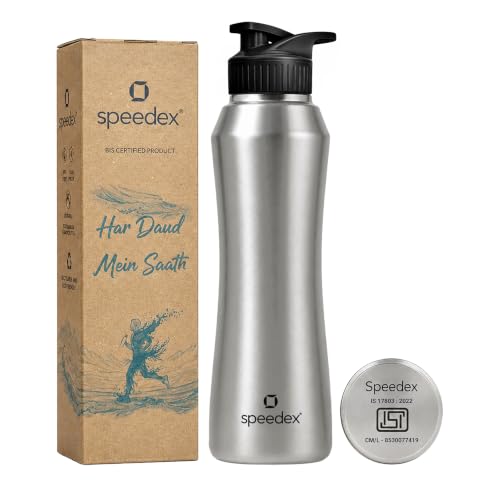 Image of Speedex Stainless Steel Water Bottle 1 Ltr, Leak Proof Sipper Cap, BIS Approved 1000 ml Metal Bottle For Daily, Office, School, Gym, Travel Use for Men, Women, Kids, Adults, Silver, Set of 1