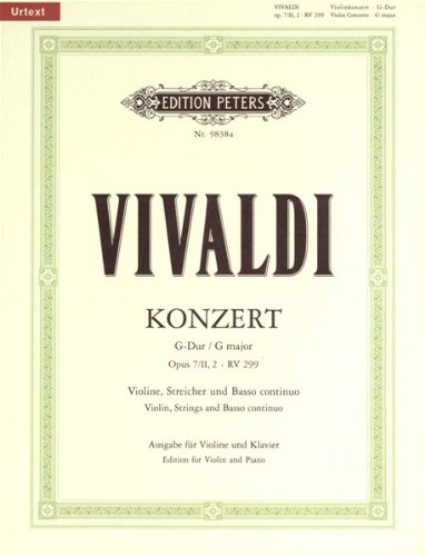 Vivaldi: Violin Concerto in G Major, RV 299, Op. 7, No. 2 (Solo Part with Piano Reduction)
