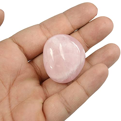 Image of Reiki Crystal Products Natural Brazilian Rose Quartz Tumble Stone Raw Rough Stone Tumbled Pack of 100 Gram