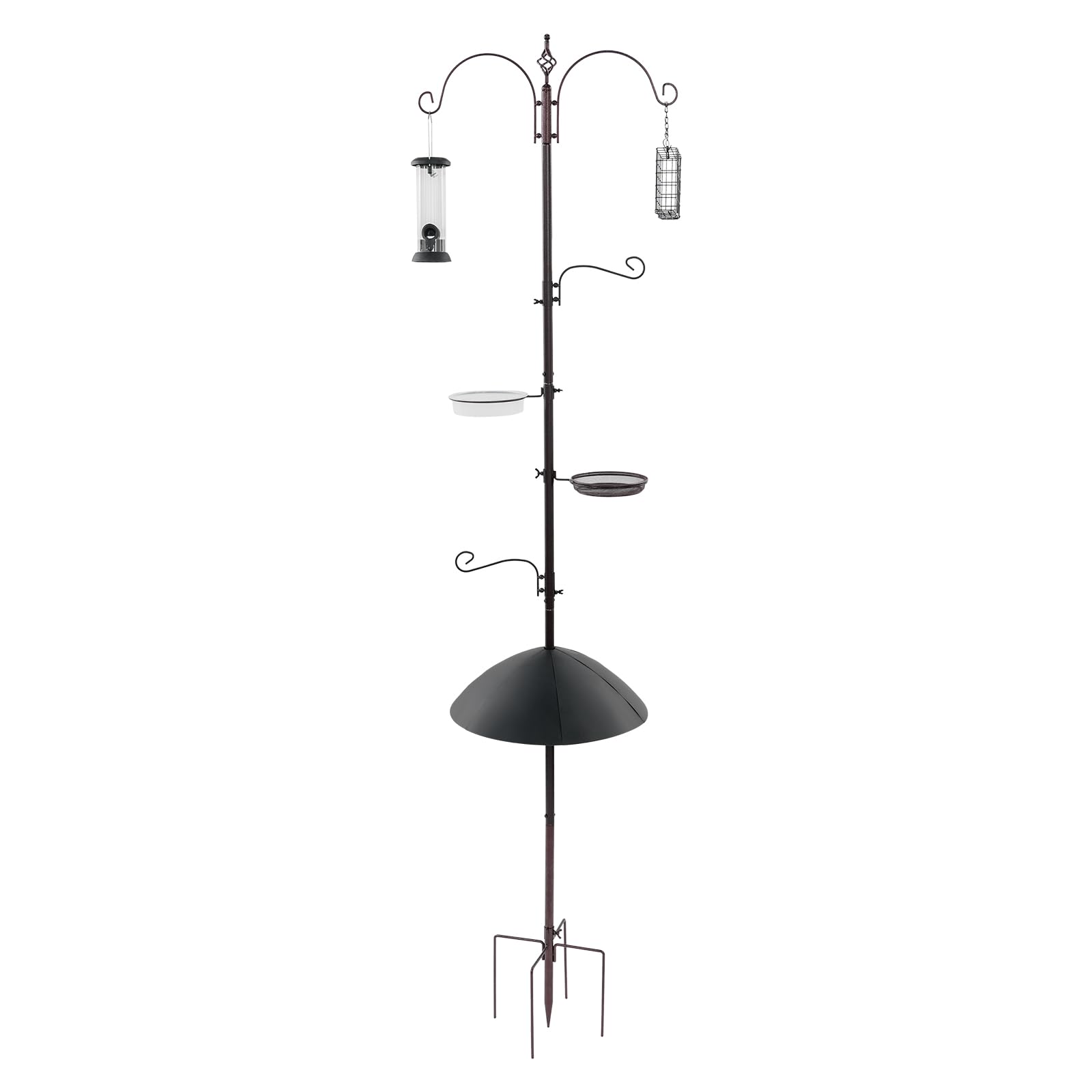 Stazione di alimentazione Mangiatoia per uccelli su base in ferro, mangiatoie per uccelli aver ganci e mangiatoie sospese per colibrì, beffardo e corvi, 58 x 230 cm