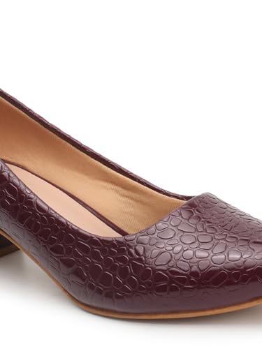 Image of Carlton London Women Stylish Slipon Pump Shoes with Block Heels, Pointed Toe for Party and Formal Occasions