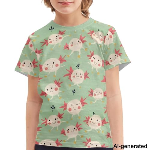 Image of Novelty 3D Graphic T Shirts for Kids Crew Neck Funny Animal Print Short Sleeve Girls Tshirts 3-16 Years