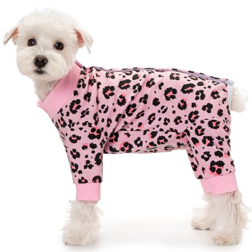 Image of Dog Surgery Recovery Suit for Small Dogs, 4-Legged Dog Onesie After Surgery with Back Snaps, Breathable Cotton Spay and Neuter Bodysuit for Female and Male Dogs