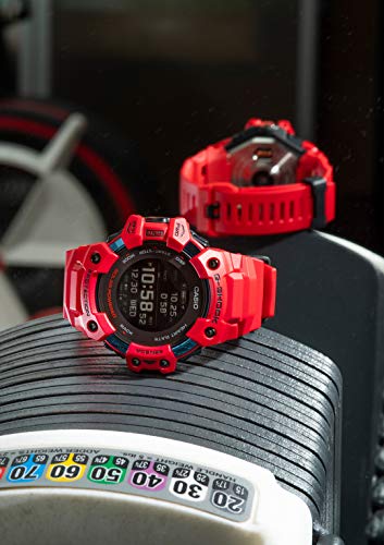 Casio Men's G-Shock Move, GPS + Heart Rate Running Watch, Quartz Solar Assisted Watch with Resin Strap, Red, (Model: GBD-H1000-4)