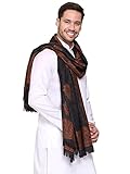 Weavers Villa Men's Woven Poly Wool Blend Gents Shawls, Muffler, Stoles for Men (Black)