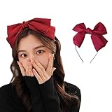 Solxion カチューシャ ヘアアクセサリー レディ リボン 細め ヘッドアクセ 韓国 ロリータ 可愛い 髪飾り シフォンサテン 大人 おしゃれ ヘアアレンジ やわら (赤)