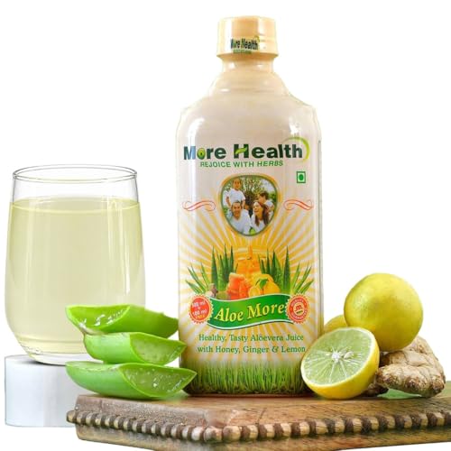 Image of Aloe More Aloe Vera Juice 500ml +100ml extra | Natural Detox Drink with Honey, Ginger & Lemon | Ayurvedic Health Drink for Glowing Skin & Healthy Hair| Improves Digestion & Detoxifies Body | Pack of 1