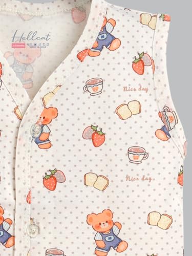 Image of HELLCAT 100% Cotton Front Open Jhabla Vest & T Shirt for Babies - Pack of 5 (Unisex,Sleeveless)