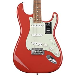 Fender FSR Limited Edition Player Stratocaster PF Fiesta Red Guitare électrique édition limitée - Les Beatles, Paul McCartney, John Lennon, RIngo Starr, George Harrison