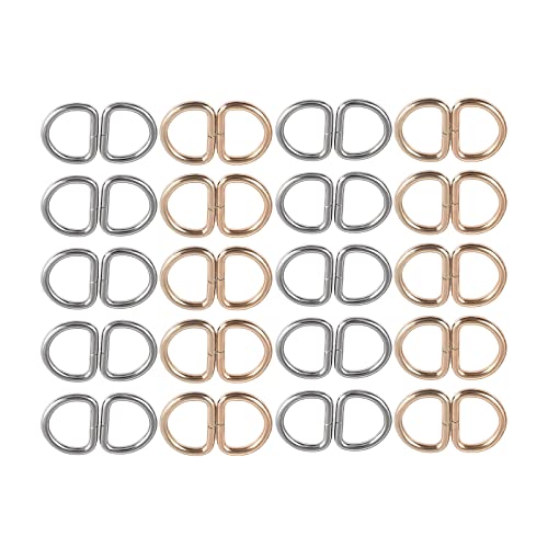 40pcs Anillos En D De Metal Hebilla De Anillo En D Anillos En D No Soldados Para Bolsos, Cinturones, Mochilas, Hebillas De CinturóN, Bolsos, Accesorios, Suministros Para Manualidades (Oro, Plata) Cover