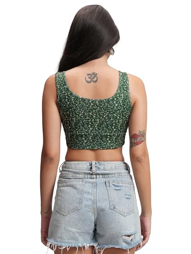 Image of Tokyo Talkies Women's Floral Print Bralette Crop Top | Scoop Neck | Sleeveless & Trendy | Perfect for Summer & Casual Outings | Tops for Woman | Women Tops | Women Crop Top