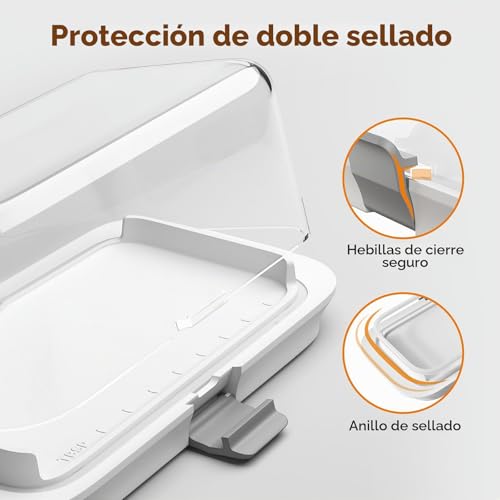 Miniatura 6 de Pisol Mantequera, Para 250g Y 500g De Manteca, Conservador De Mantequilla Hermético Con Tapa Para Un Paquete Completo De Una Libra, Recipiente Con Cierre Para Encimera, Blanco