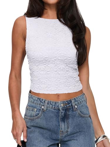 REORIA Women's Open Back Lace Tank Top - Use code Y3Y5ESSG