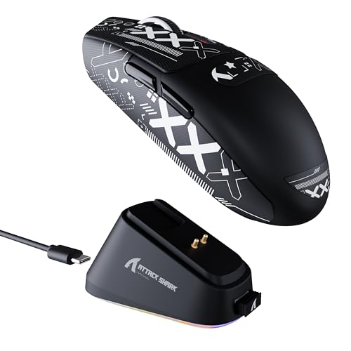 Image of ATTACK SHARK G3 Pro Wireless Gaming Mouse with Magnetic Charging Dock,Black | PixArt PAW3311 Gaming Sensor,BT /2.4G Wireless /Wired Gaming Mouse,25K DPI,Tape,59g Ultra-Lightweight Gamer Mice for PC /Win /Mac