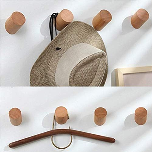Gumiho Wooden Coat Hook, 5 Pack Natural Wall Mounted Clothes Scarf Hat and Bag Storage Hangers Towel Rack Bedroom Decoration,Diameter 30mm