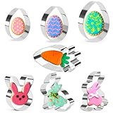 KAISHANE Easter Cookie Cutters Set – Eggs, Carrot, Rabbit Face, Bunny Shapes Biscuit Cutters 7...