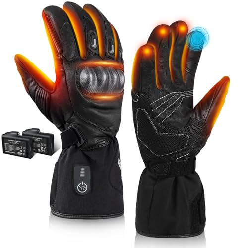 BARCHI Beheizte Handschuhe für Männer und Frauen wiederaufladbare Motorradhandschuhe elektrische Handwärmer geeignet für Winterradfahren Skifahren Wandern Laufen Arbeiten etc. (Schwarz XXL)
