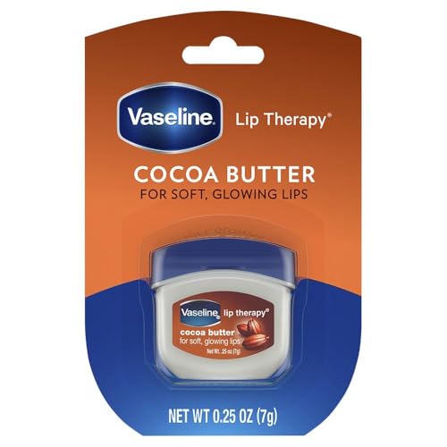 Vaseline Lip Therapy Tub 7g Ideal for Instantly Soft Smooth Lips Cocoa Butter Fast-Acting Nourishment with Petroleum jelly and a Cocoa and Vanilla Scent.