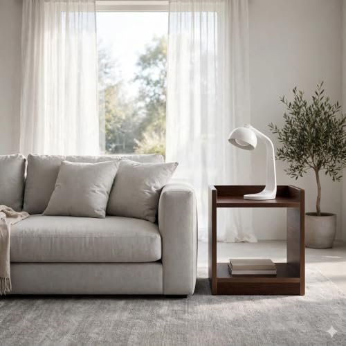 Image of SBF Furniture Engineered Wood Side Table with Storage Shelf, Modern End Table for Living Room, Bedroom & Sofa, Wooden Nightstand with Open Shelves