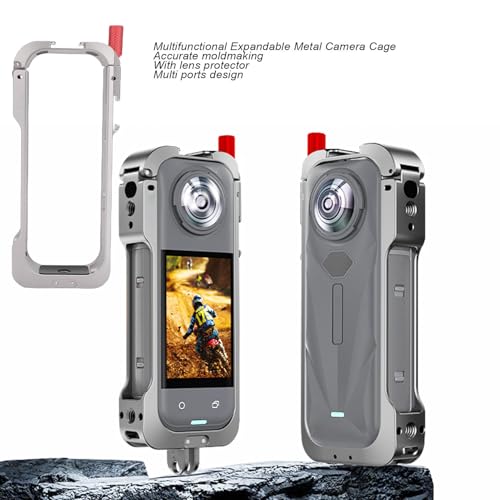 Bnineteenteam Jaula de Cámara para X5, Fácil Acceso y Ajustes Rápidos, Puertos de Zapatos Fríos y Agujeros de Tornillo, Ajuste Ajustado para Insta X5, Material de Aleación de Aluminio Premium, - imagen 4