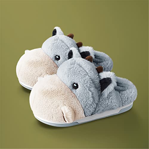 Cute Hippo Cartoon Animal Winter Warm Home Furry Slippers2