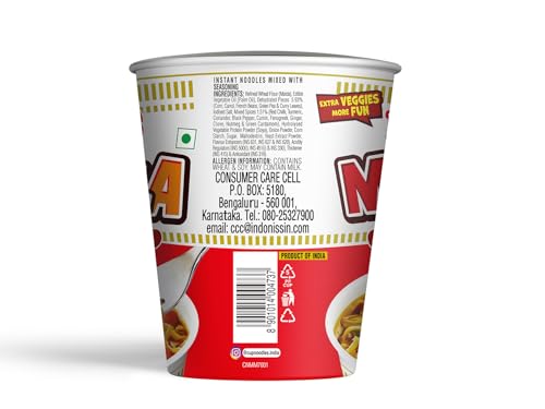 Nissin Cup Noodles Mazedaar Masala | Bold Masala Flavor with a Touch of Extra Veggie Goodness | Quick & Delicious Meal Anytime #VibeItUp, 70 gm.