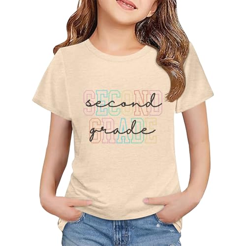 First Day of School Shirt for Second Grade Kids, Boys Girls Student Life T-Shirt Funny Letter Print Tee Tops