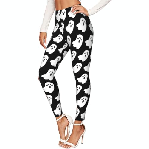 Leggings de fantasma blanco estampado mallas elásticas suaves longitud completa