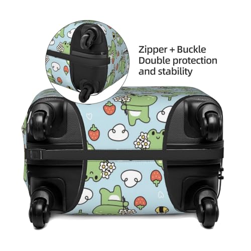 Cute Floral Frog Print Luggage Covers For Suitcase,Elastic Washable & Stretchable Suitcase Covers For Luggage, Anti-Scratch - Fits 18-32 Inch Luggage-No Luggage Included2