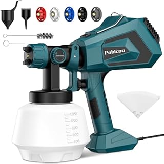 Pistola per Verniciare Elettrica, 700W Pistola a Spruzzo per Verniciare, 1200ML HVLP Pistola Vernice a Spruzzo con 5 Ugelli e 3 Modelli, Pistola Spruzzo per Vernice (verde)
