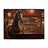 MA6GE8DE Tavern Horse Bartender - 500 Piece Vintage Jigsaw Puzzles,Wonderful Imagination,Enjoy The Puzzle Solving Process,Funny Tavern Animal Retro Adults Wooden Puzzle